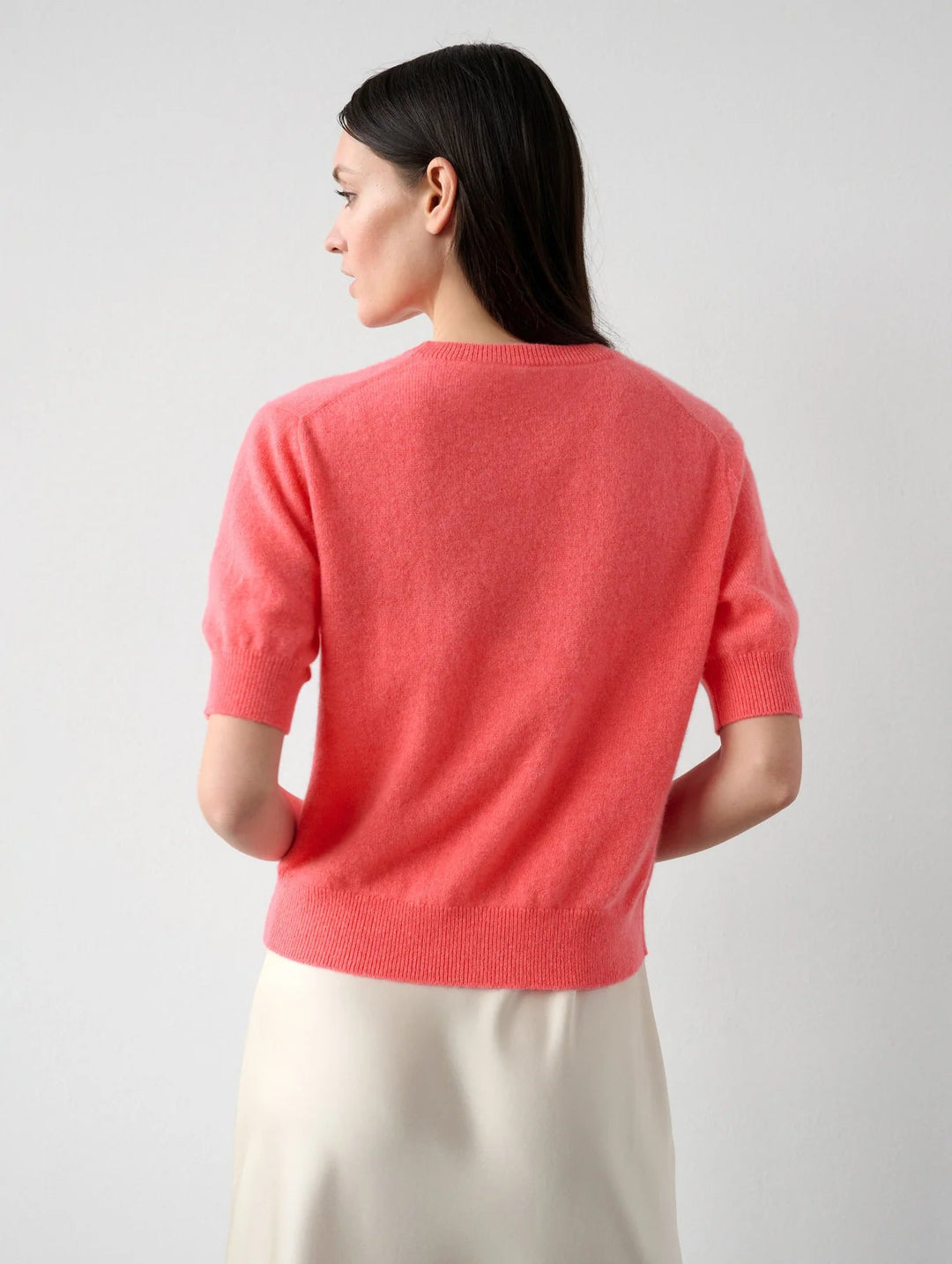 White + Warren Sweater White + Warren | Cashmere Short Sleeve Cardigan in Popsicle Heather