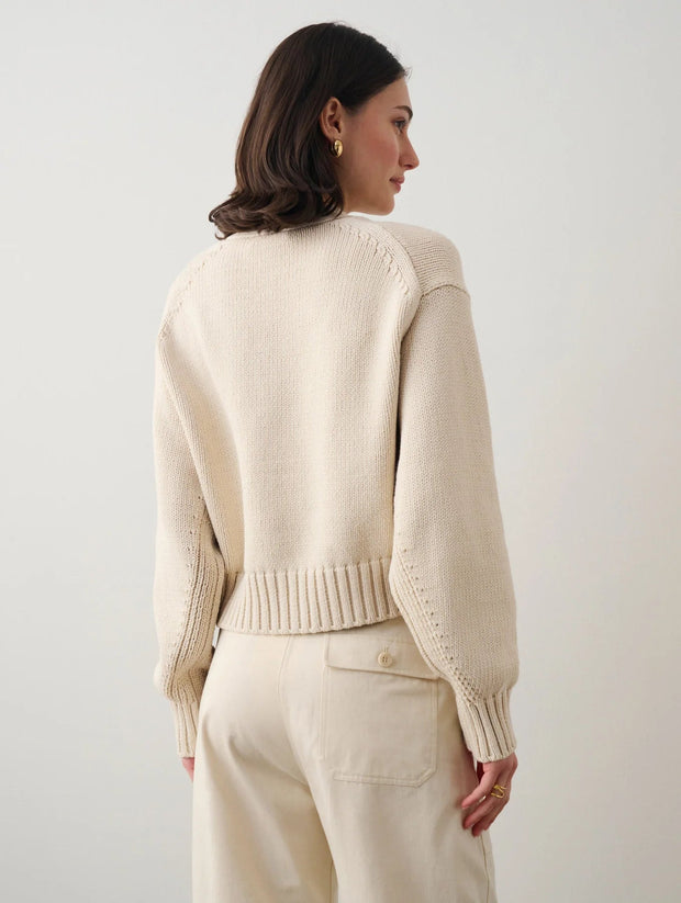 White + Warren Sweater White + Warren | Natural Cotton Shrunken Pocket Cardigan