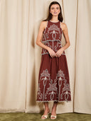 Alyona Bohemia Scallop Eyelet Midi Dress