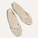 Yosi Samra Shoes Sadie Stud Mesh Ballet Flat in Cream