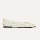 Yosi Samra Shoes Sadie Stud Mesh Ballet Flat in Cream