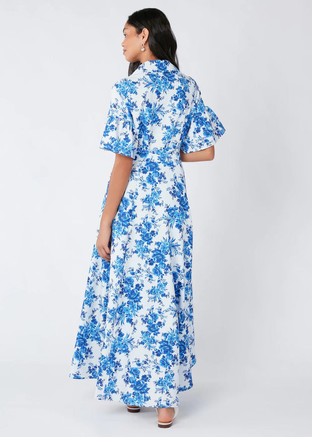 Abbey Glass Dress Abbey Glass | Charlotte Collared Gown in Blue Rose Chintz