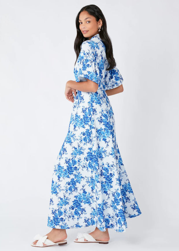 Abbey Glass Dress Abbey Glass | Charlotte Collared Gown in Blue Rose Chintz