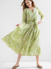 Amaya Textiles Apparel Amaya | Nancie Cotton Dress in Green