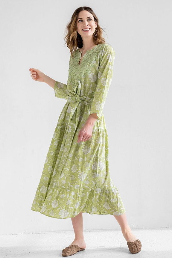 Amaya Textiles Apparel Amaya | Nancie Cotton Dress in Green