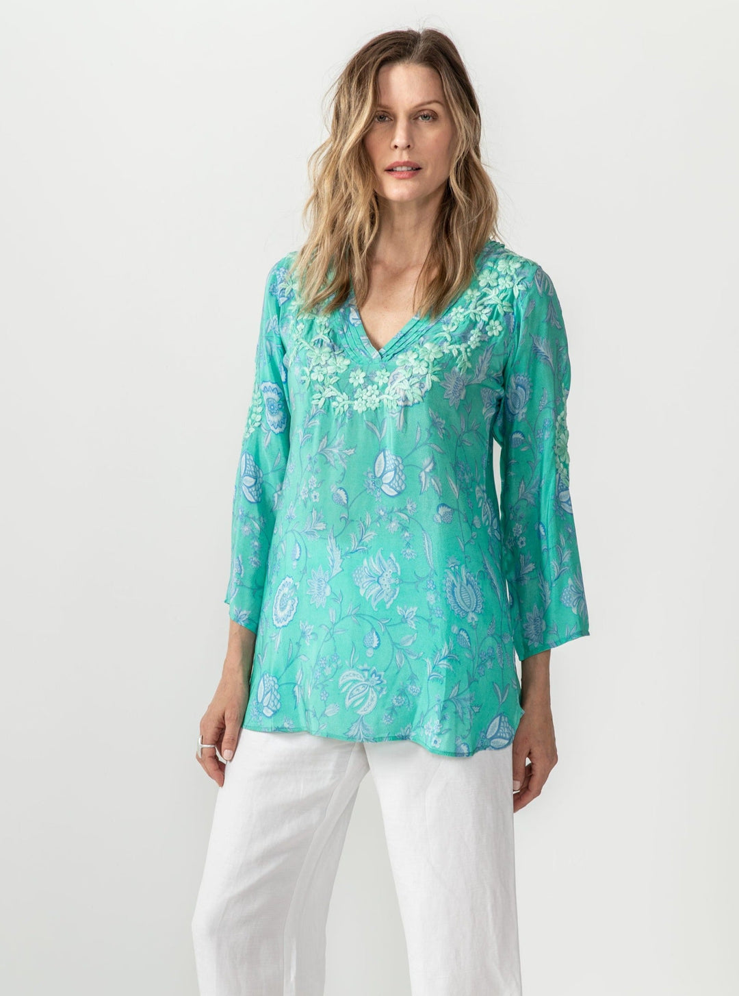 Amaya Textiles Apparel Amaya | Tessie Silk Tunic in Emerald Green