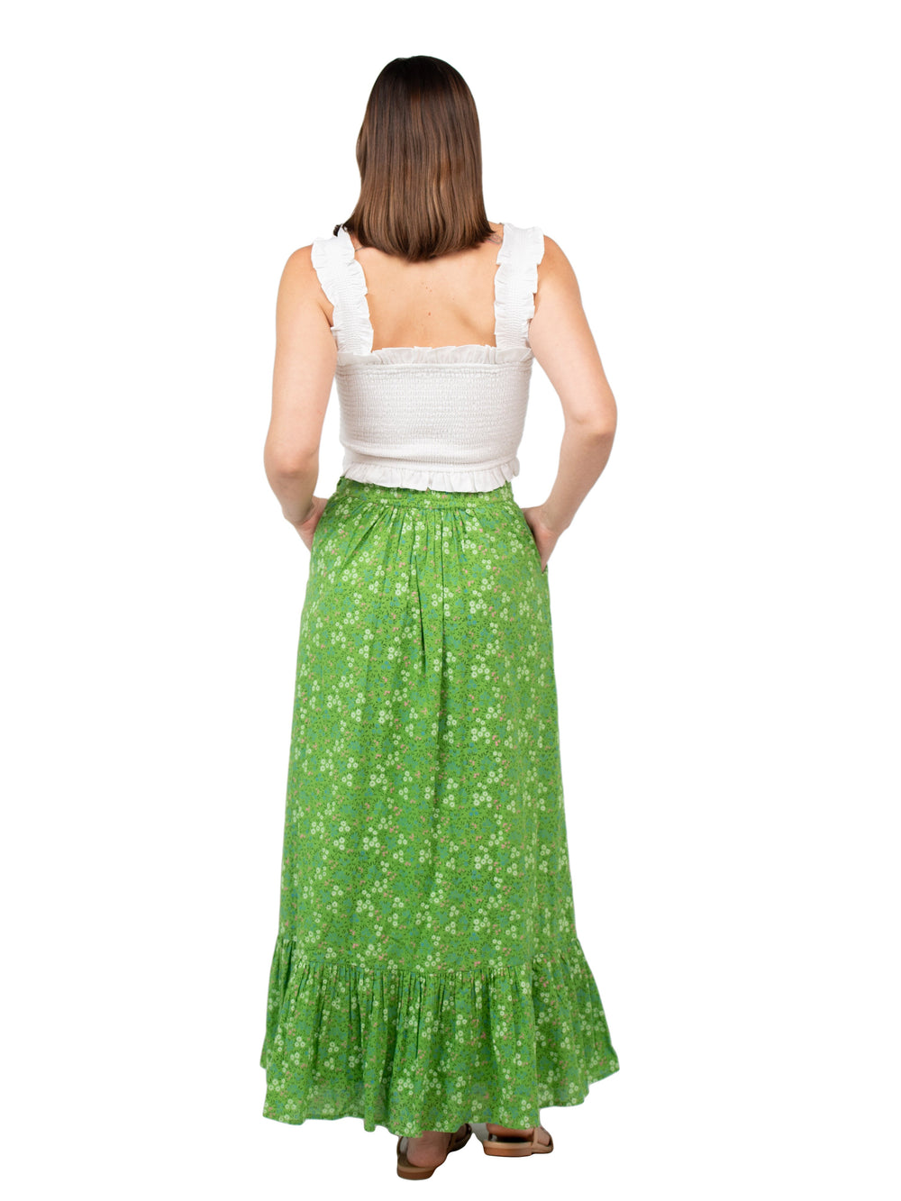 Beau & Ro Apparel The Britt Skirt | Green Petite Floral