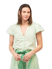 Beau & Ro Apparel The Flutter Top | Green Check