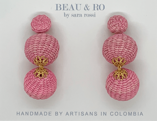 Beau & Ro Bag Company Earrings The Palm | Double Bauble Earrings - Blush Pink