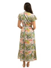 Beau & Ro Dress The Flutter Midi Dress | Pink Birdcage