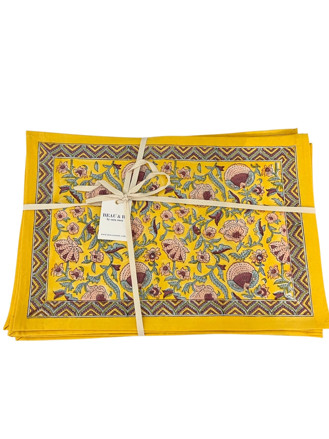 Beau & Ro Placemat Placemat Beau & Ro Tabletop Collection | Yellow Blockprint Placemats