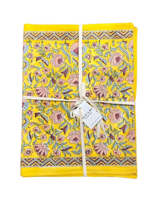 Beau & Ro Table Runner Table Runner Beau & Ro Tabletop Collection | Yellow Blockprint Table Runner