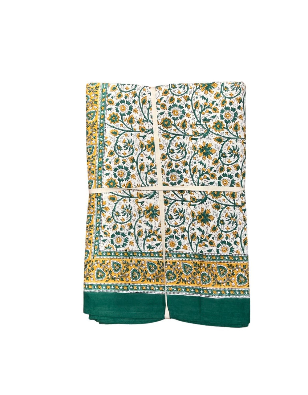 Beau & Ro Tablecloth Beau & Ro Tabletop Collection | Green Blockprint Tablecloth