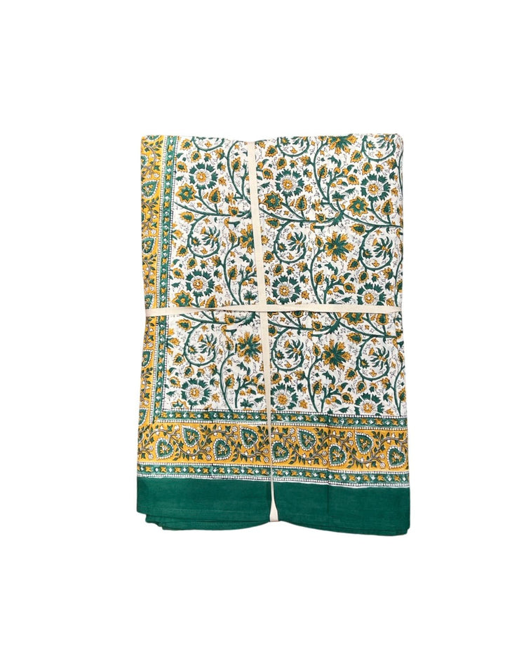 Beau & Ro Tablecloth Beau & Ro Tabletop Collection | Green Blockprint Tablecloth