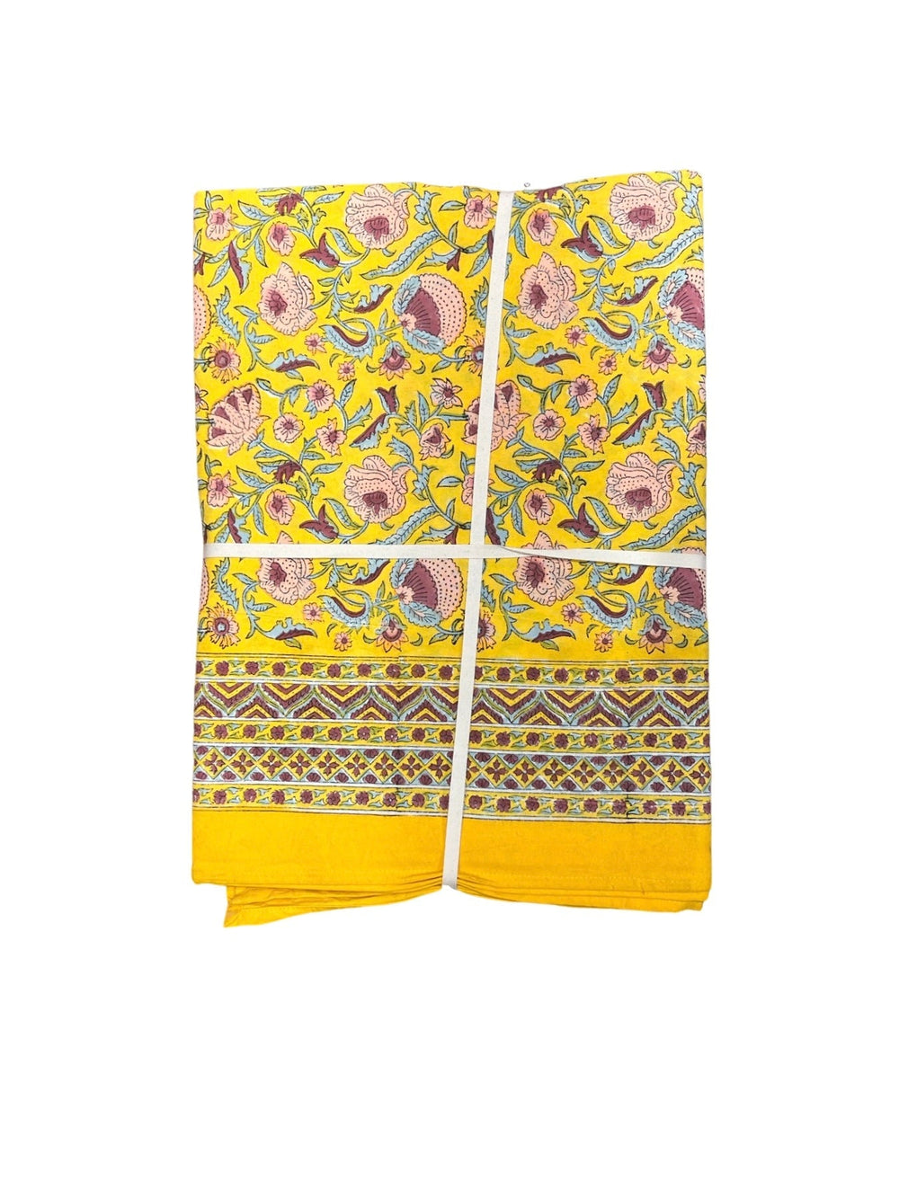 Beau & Ro Tablecloth Beau & Ro Tabletop Collection | Yellow Blockprint Tablecloth