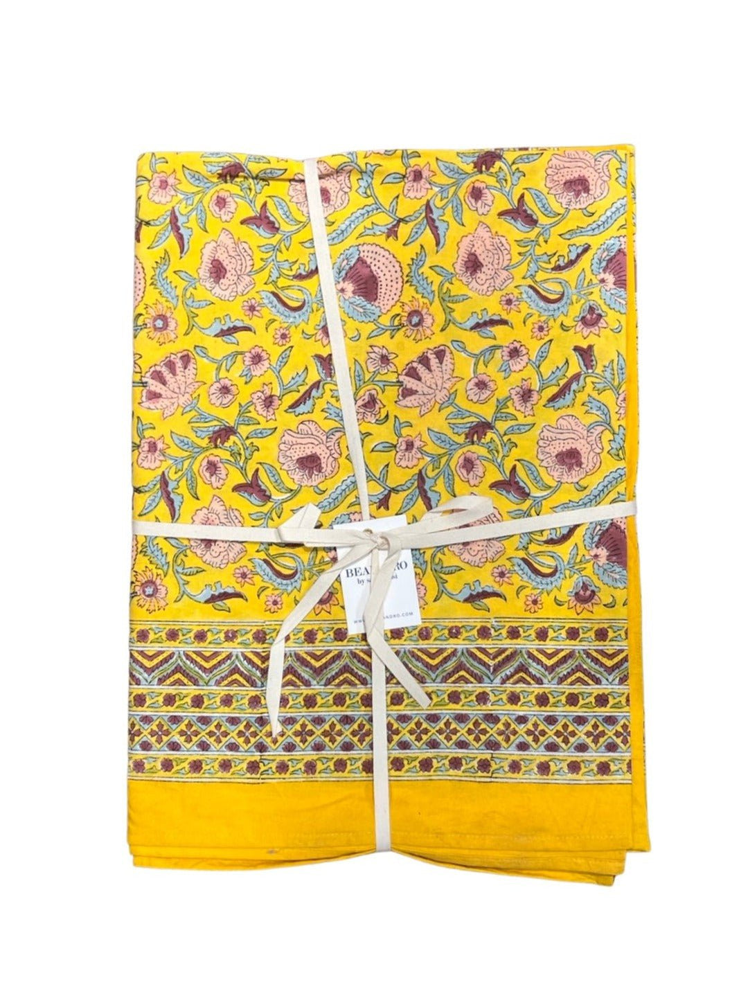 Beau & Ro Tablecloth Beau & Ro Tabletop Collection | Yellow Blockprint Tablecloth