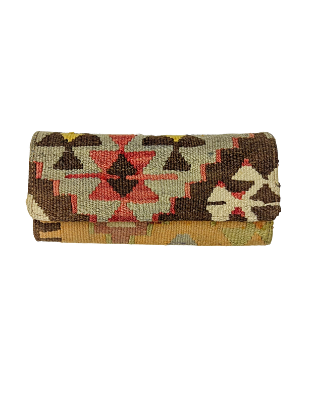 Beau & Ro Turkish Bags Brown Multi Turkish Carpet Bags | Rectangle Clutch + Crossbody