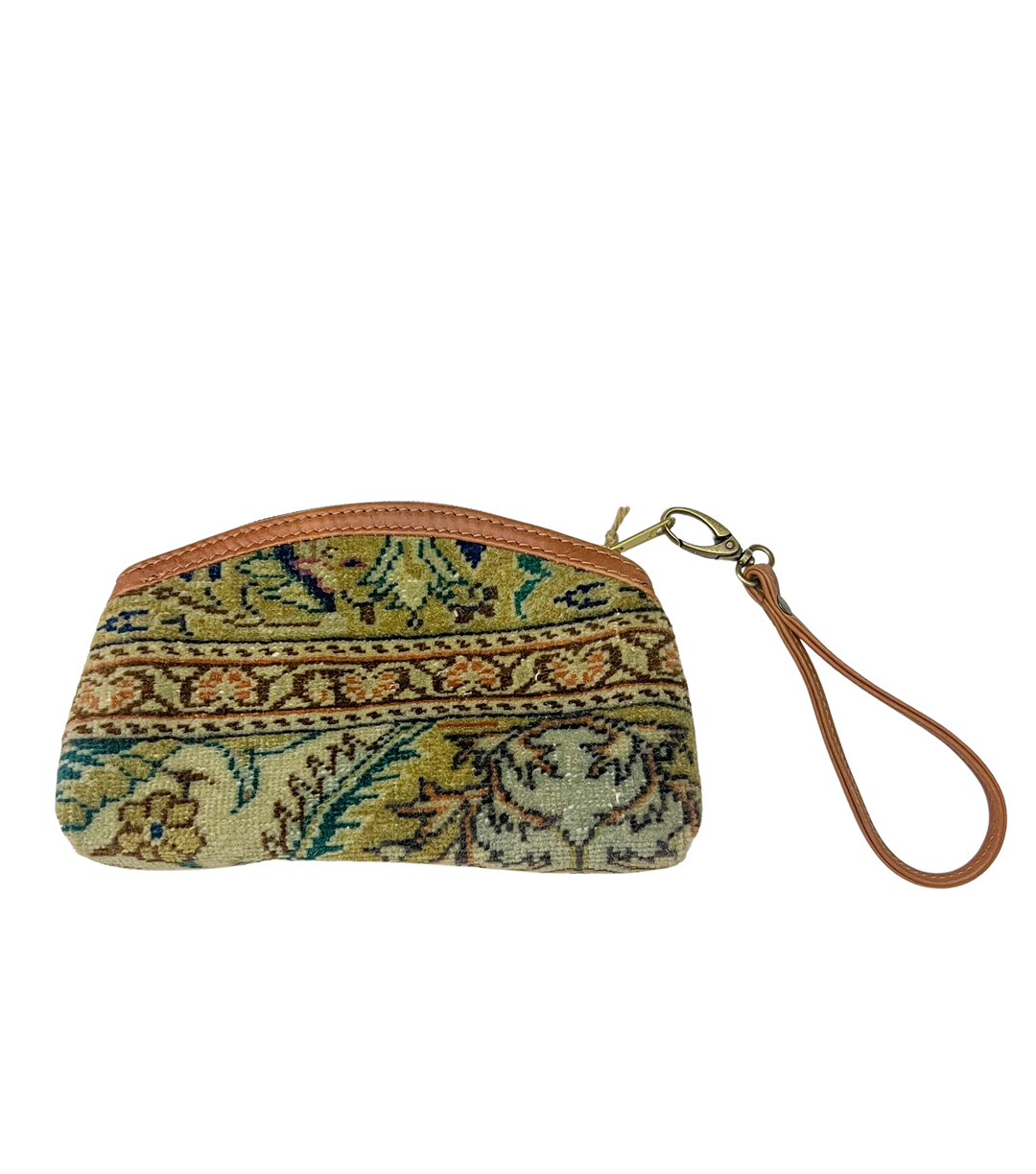 Beau & Ro Turkish Bags Dusty Blue Floral Turkish Carpet Bags | Small Pouch