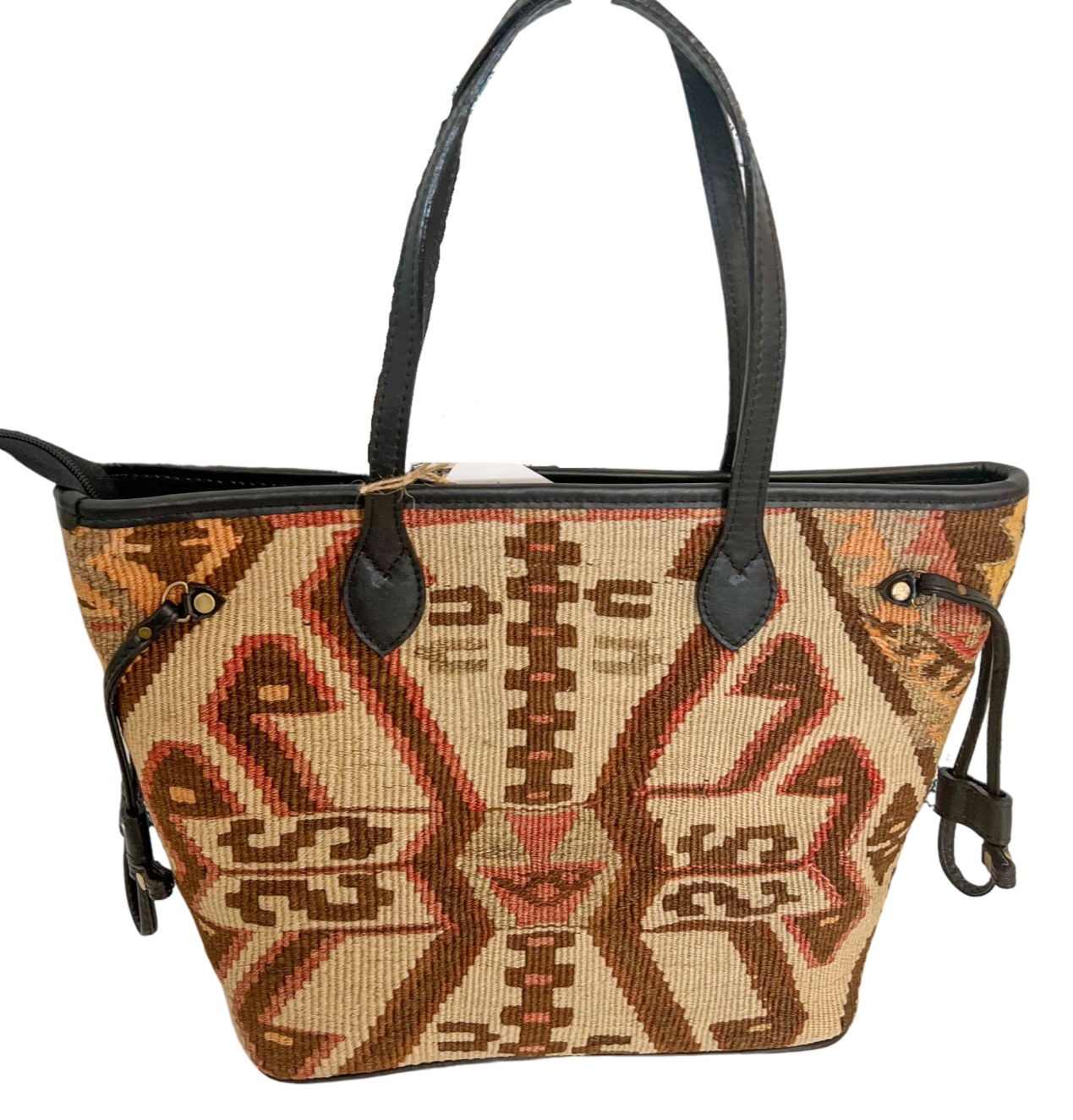 Woven Indian Silk and Leather Tote Bag | Handmade leather tote bag, Kilim  tote bag, Handwoven bag