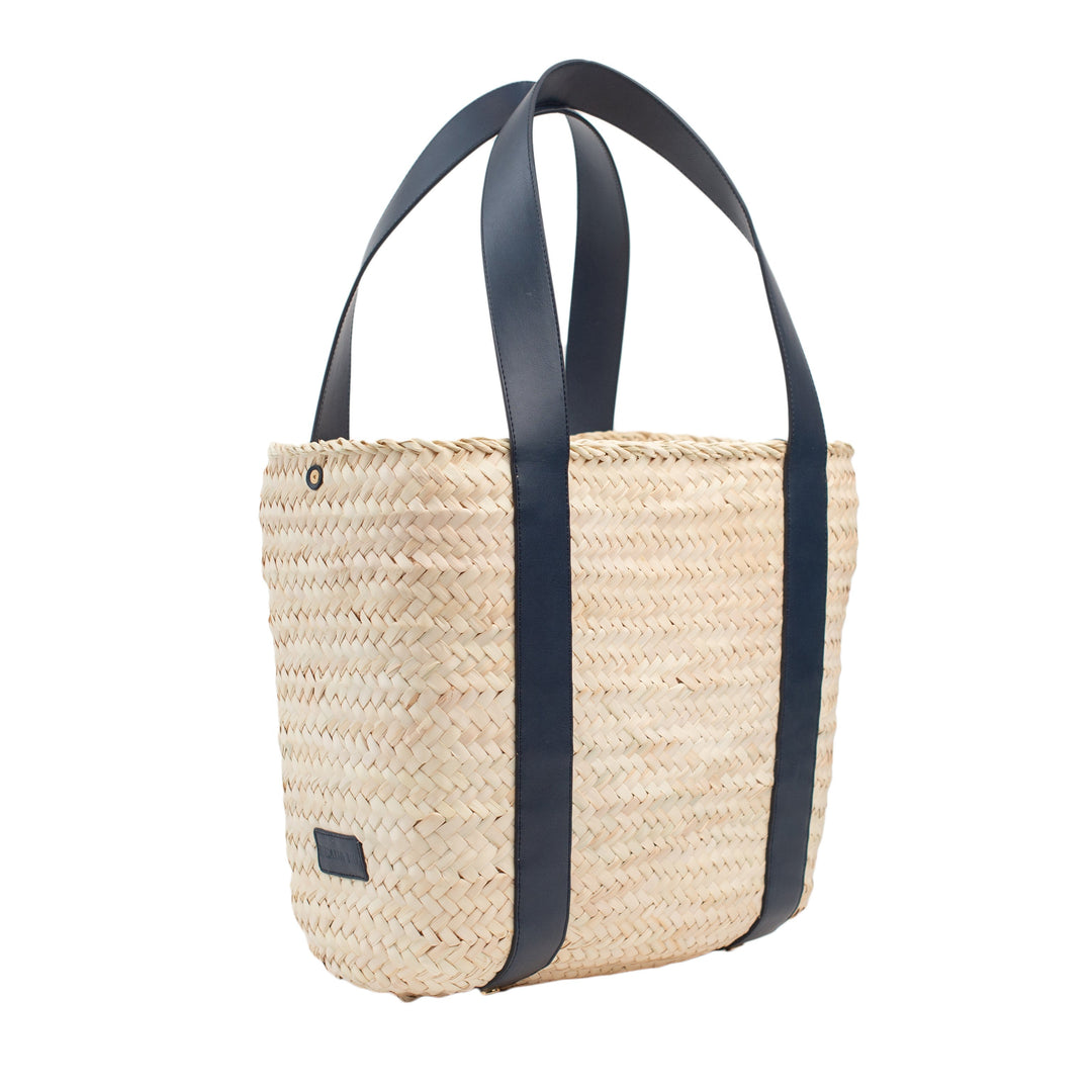 Beau & Ro Woven The Maroc Collection | Yasmine Tote in Navy