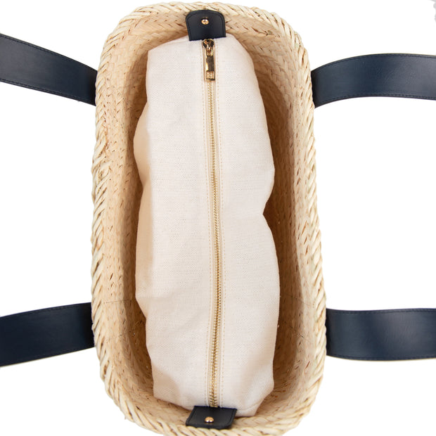 Beau & Ro Woven The Maroc Collection | Yasmine Tote in Navy