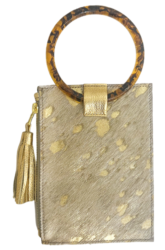 Beau & Ro Wristlet The Ring Wristlet | in Goldie Pony Hair + Tort Acrylic