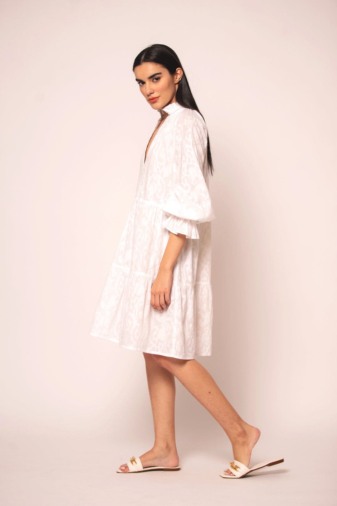 Juliet Dress in Jacquard White – Beau & Ro