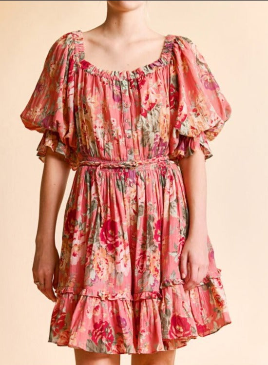 byTiMo Apparel byTiMO | Bohemian Mini Dress in Rose Bouquet