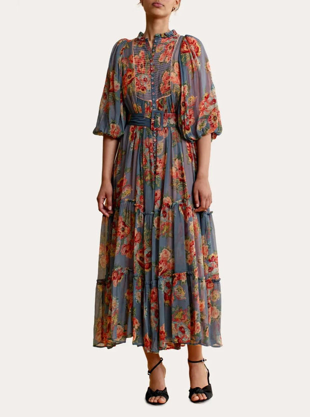 byTiMo Apparel byTiMO | Chiffon Maxi Dress in Vintage Bouquet