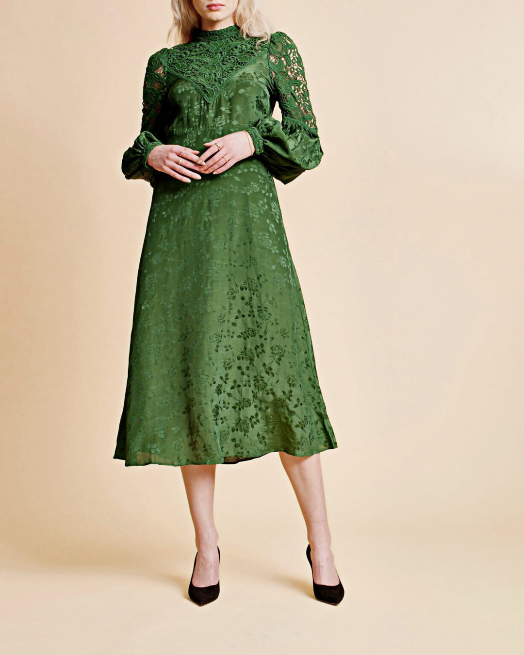 byTiMo Apparel byTiMO | Jacquard Lace Dress in Emerald