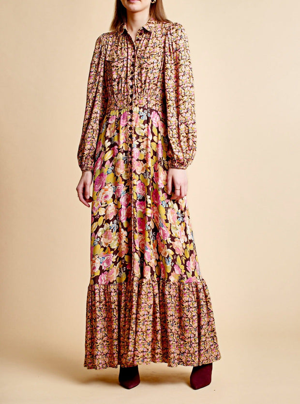 byTiMo Apparel byTiMO | Soft Twill Shirt Dress in Autumn Flowers Combo
