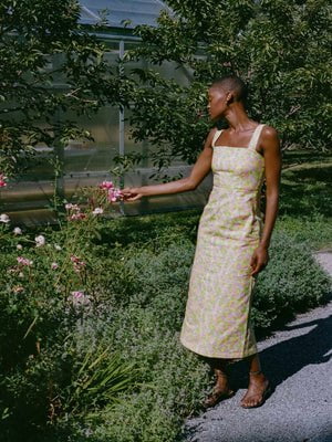 Coco Shop Dress Coco Shop | Long Slip Dress in Yellow & Pink Bougainvillea