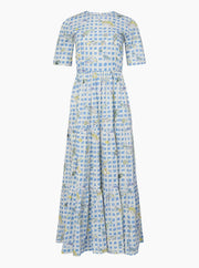 Coco Shop Dress X-Small / Blue Coco Shop | T-Shirt Tiered Dress in Blue Fishing Net