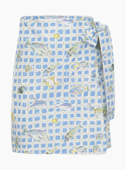Coco Shop Skirts Coco Shop | Mini Wrap Skirt in Blue Fishing Net