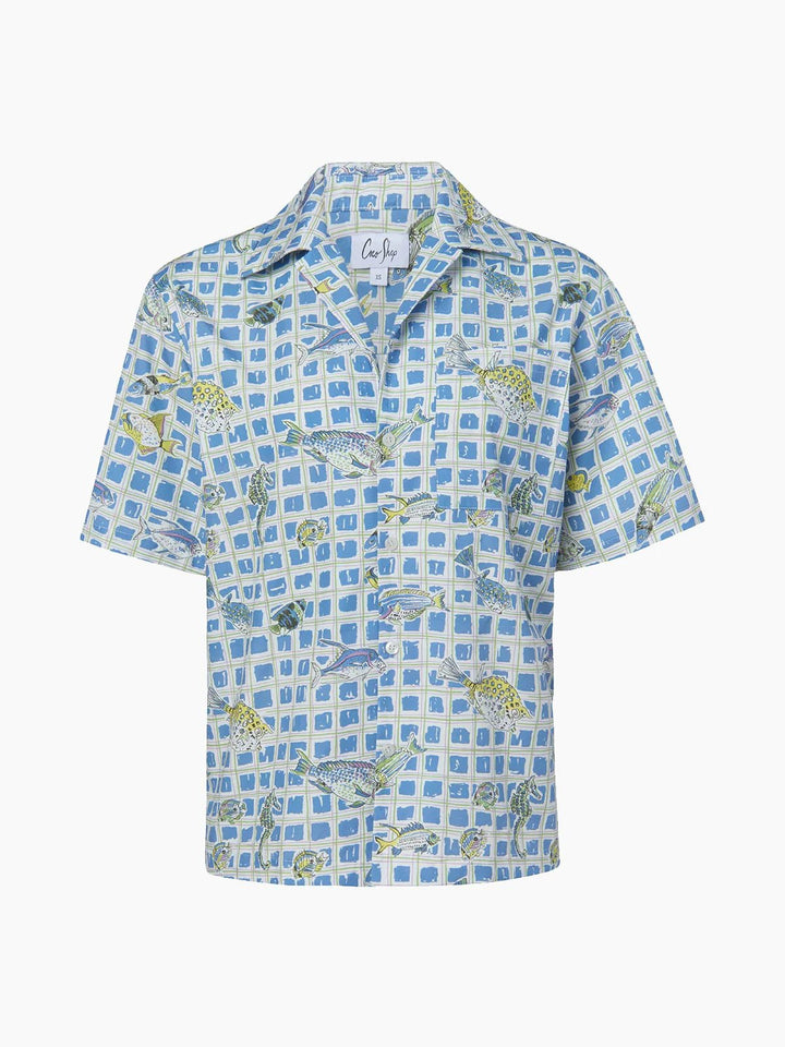 Coco Shop Tops Coco Shop | Beach Shirt in Blue Fishing Net