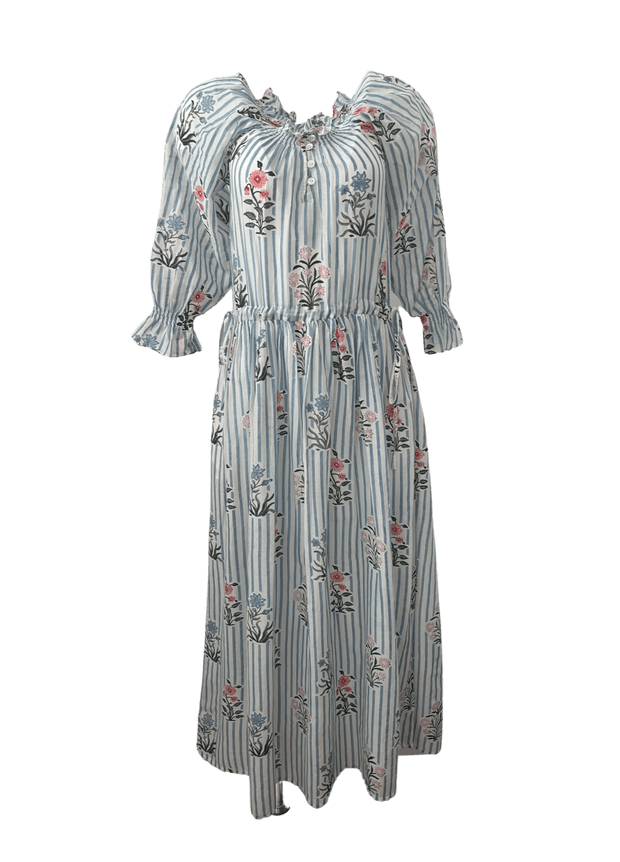 Daydress Dress Daydress |  Travelling Dress in Blue Jodhpur Stripe