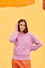 GiGi Knitwear Apparel GiGi Knitwear | Basketweave Sweater in Lavender