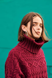 GiGi Knitwear Apparel GiGi Knitwear | Cable Sweater in Burgundy