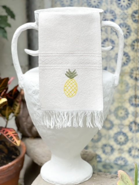 Hibiscus Linen Houseware Ivory / Pineapple Hibiscus Linen | Charleston Tea Towels