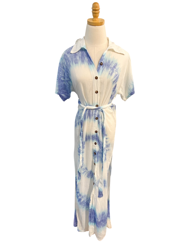 Jen's Pirate Booty Apparel Petite / Small Jen's Pirate Booty | Riviera Sunfair Dress in White & Blue Spiral Tie-Dye