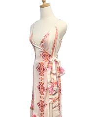Kasia Apparel Kasia | Lydia Wrap Maxi Dress in Peach Multi