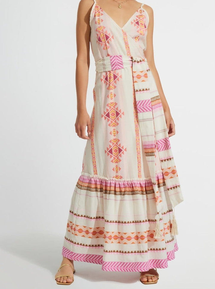 Kasia Dress Kasia | Lydia Wrap Maxi Dress in Peach Multi