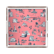 Katie Kime Passport Set Coral / Navy / 12 X 12 Katie Kime | Charleston Toile Lucite Trays