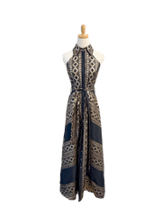 Lace Apparel Lace | Black Collared Metallic Jacquard Maxi Dress
