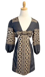 Lace Apparel Lace | Black & Gold Open Back Cutout Mini Dress