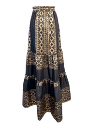 Lace Apparel Lace | Black Metallic Jacquard Maxi Skirt