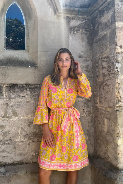 Lola Australia | Morocco Mini Dress in Simba Yellow