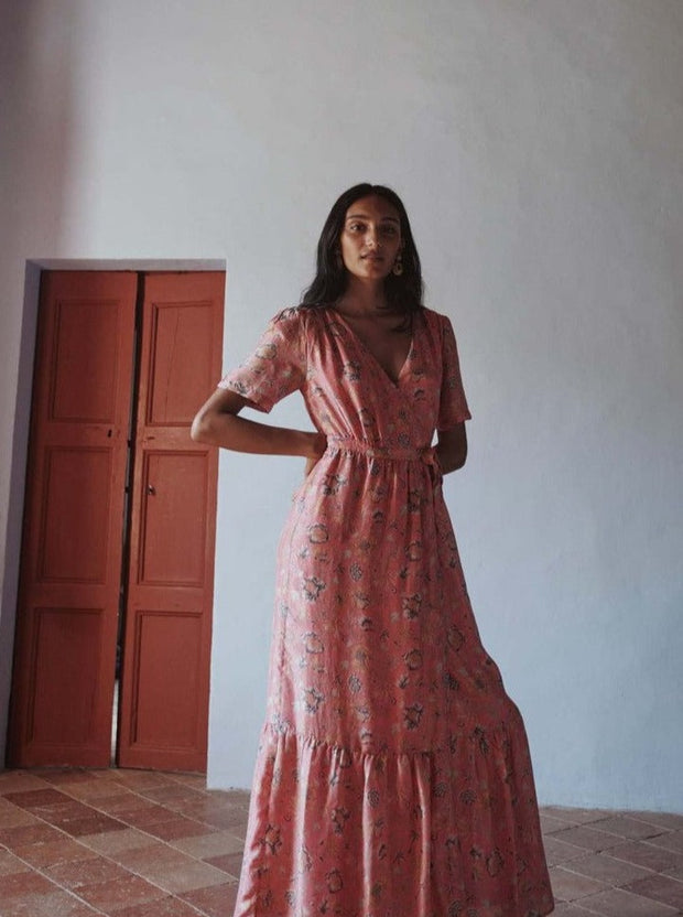 Louise Misha Dresses Louise Misha | Sandhya Dress in Strawberry Bohemian Hindi
