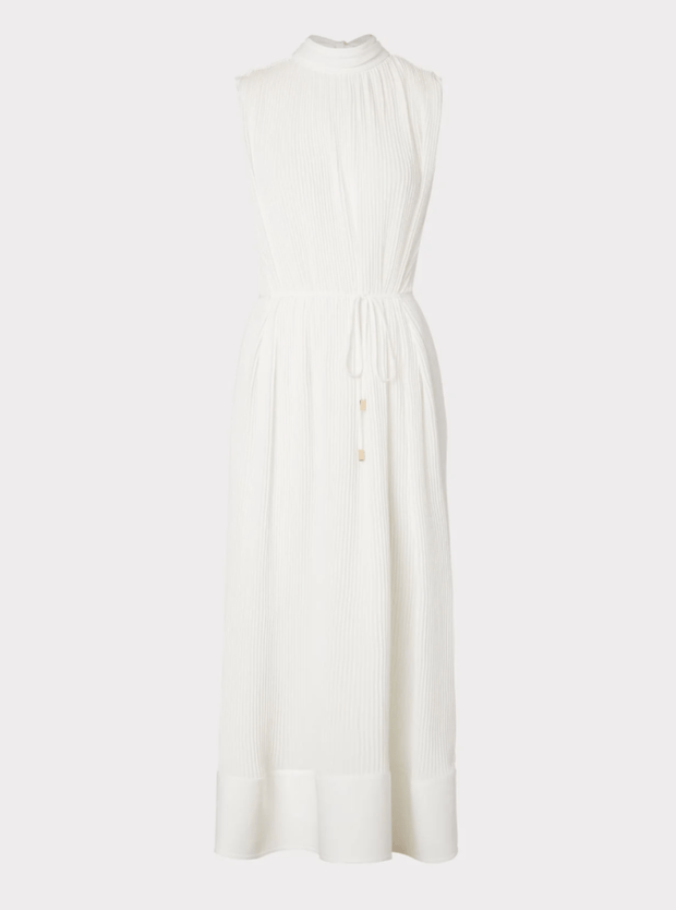 Milly Dress Milly | Melina Solid Pleated Dress in White