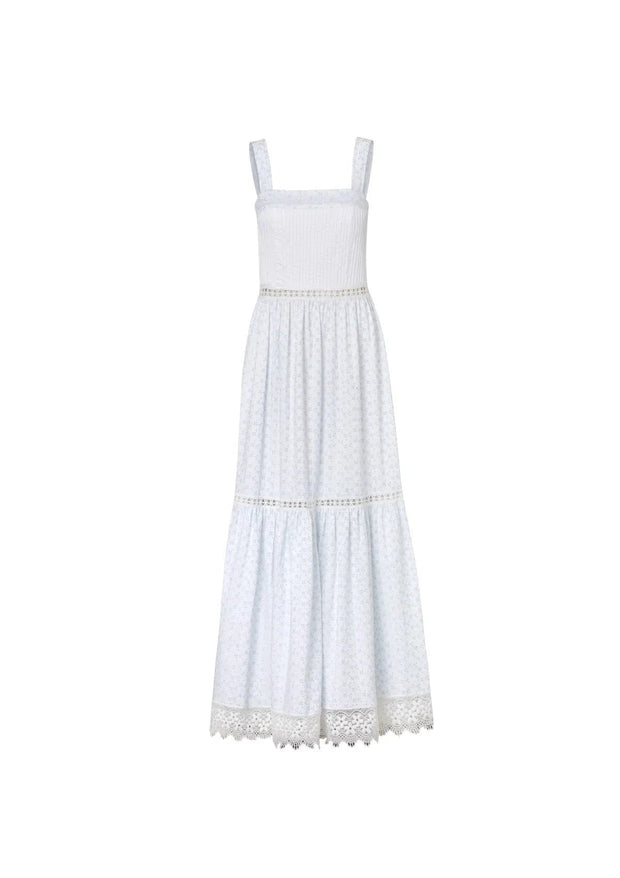 Petra Dress Petra | Nora Embroidered Dress in White & Baby Blue